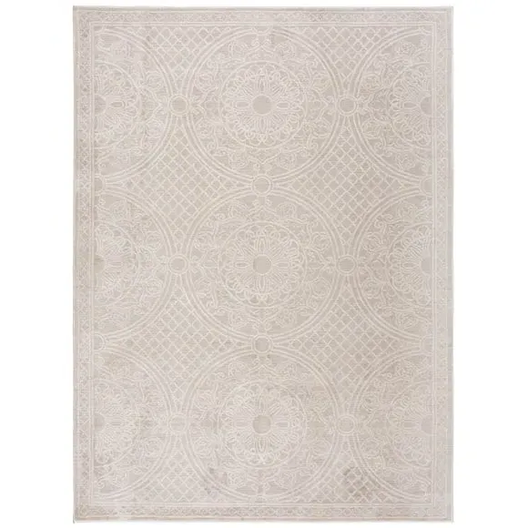 Traditional Rug High-Low Pile - Ivory, Polyester