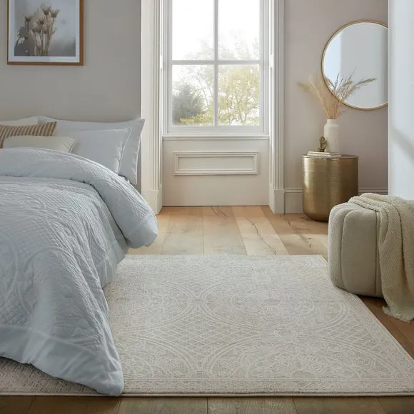 Traditional Rug High-Low Pile - Ivory, Polyester