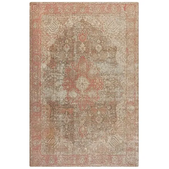 Traditional Rug with Distressed Design - Pink