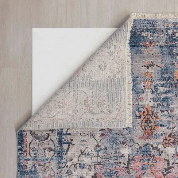 Traditional Rug with Distressed Pattern - Blue