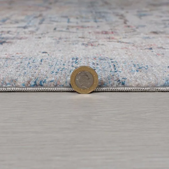 Traditional Rug with Distressed Pattern - Blue