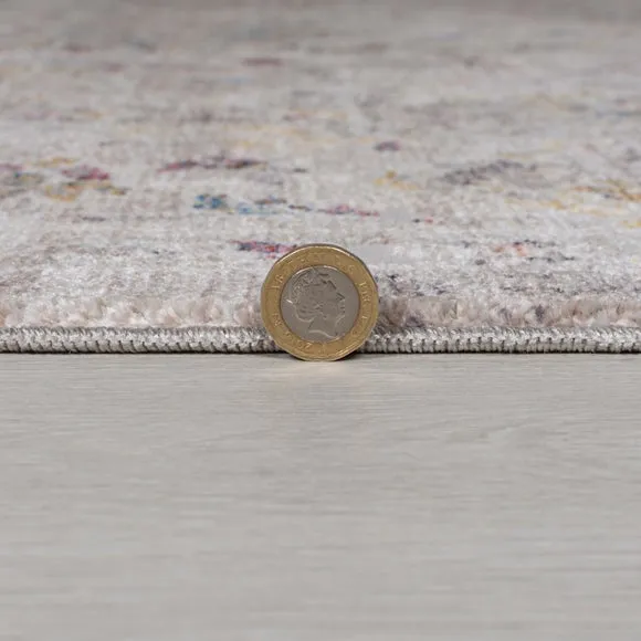 Traditional Rug with Distressed Pattern - Silver