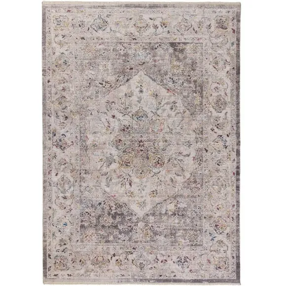 Traditional Rug with Distressed Pattern - Silver