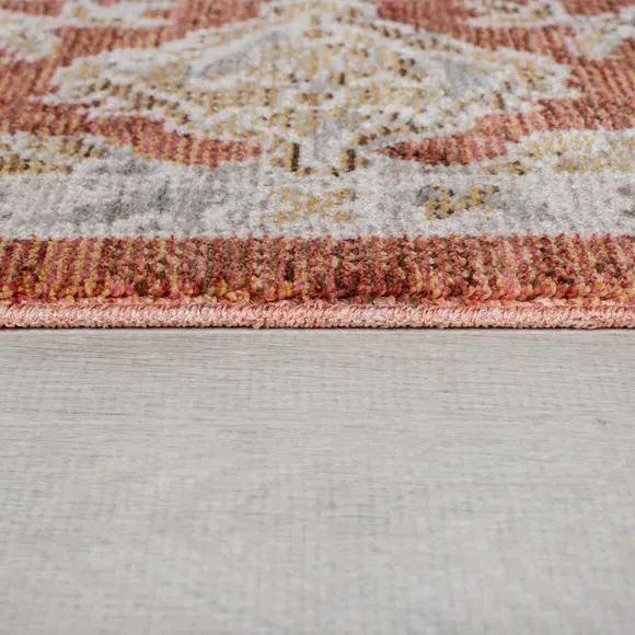 Traditional Rug with Distressed Pattern - Terracotta