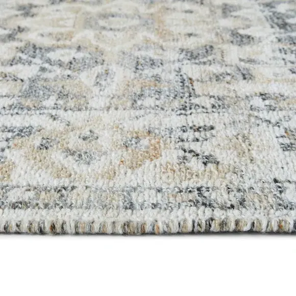Traditional Rug with Floral Design - Grey, Polyester
