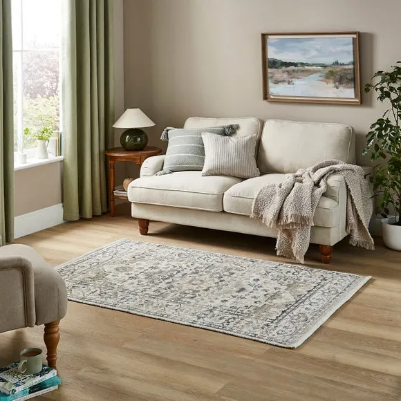 Traditional Rug with Floral Design - Grey, Polyester image