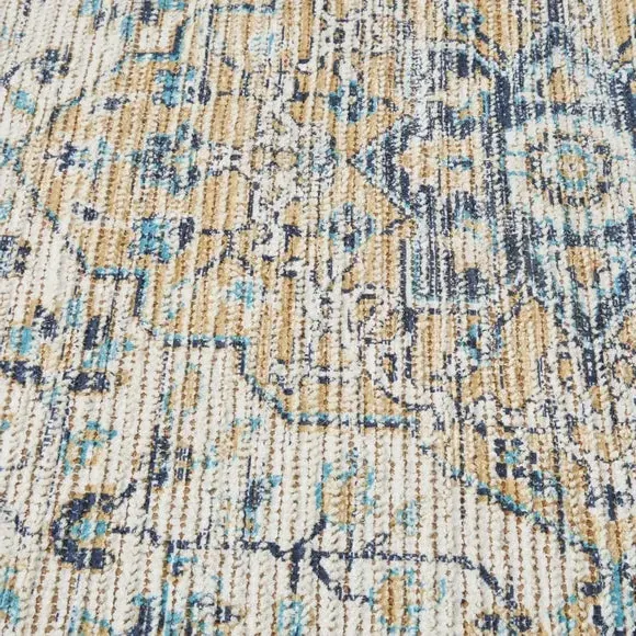 Traditional Rug with Floral Design - Natural, Wool
