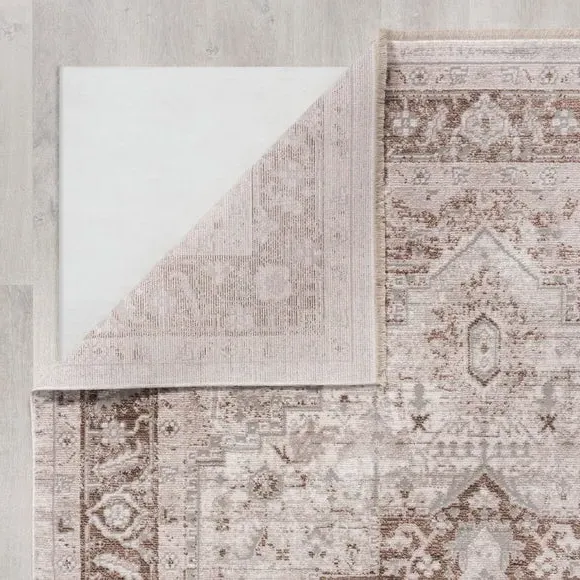 Traditional Rug with Fringe - Natural, Polyester