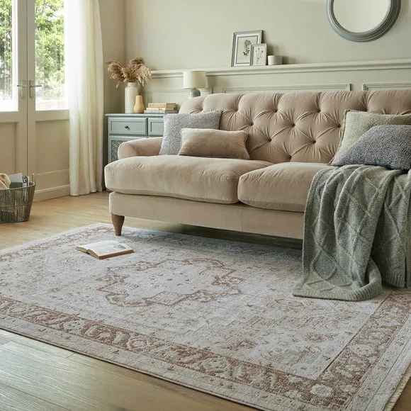 Traditional Rug with Fringe - Natural, Polyester image