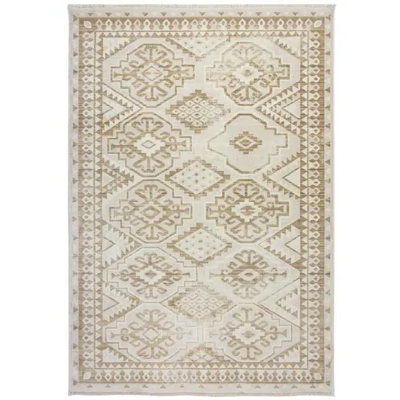 Traditional Rug with Geometric Pattern - Ivory