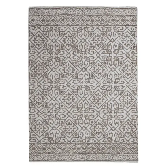 Traditional Rug with Vintage Design - White, Wool