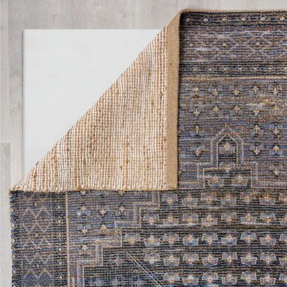 Traditional Runner Hand Printed - Blue, Jute