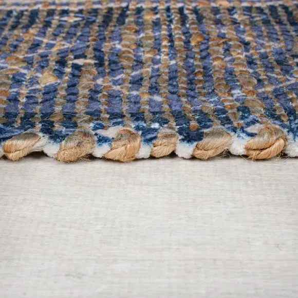 Traditional Runner Hand Printed - Blue, Jute