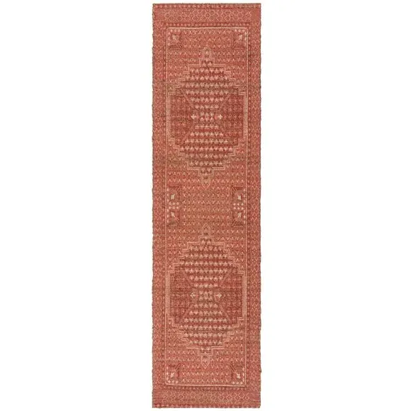 Traditional Runner Hand Printed - Terracotta, Jute