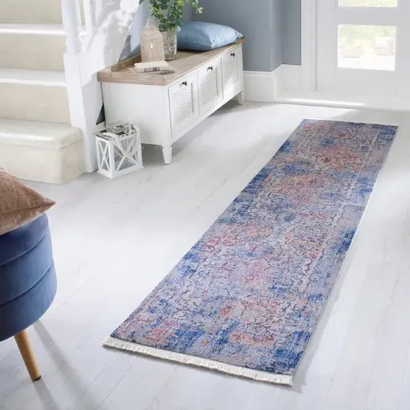 Traditional Runner Rug - Blue, Polyester image