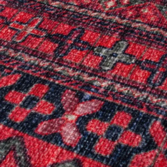 Traditional Runner Rug - Red, Cotton