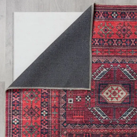 Traditional Runner Rug - Red, Cotton