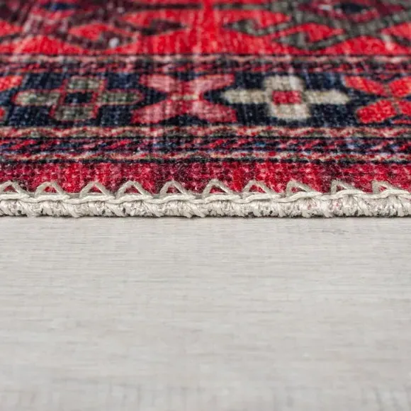 Traditional Runner Rug - Red, Cotton