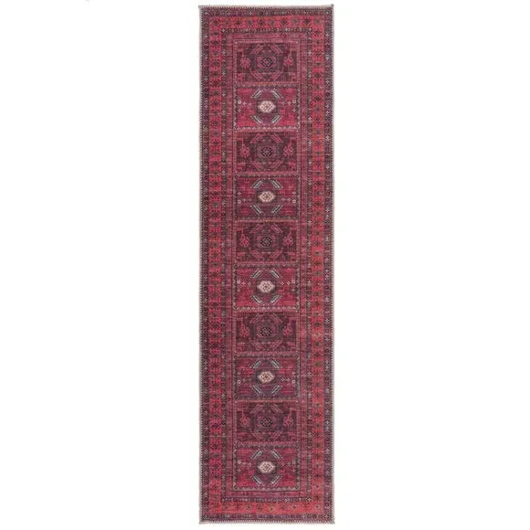 Traditional Runner Rug - Red, Cotton