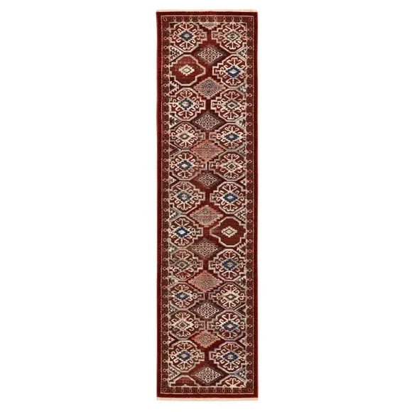 Traditional Runner Rug - Red, Polypropylene