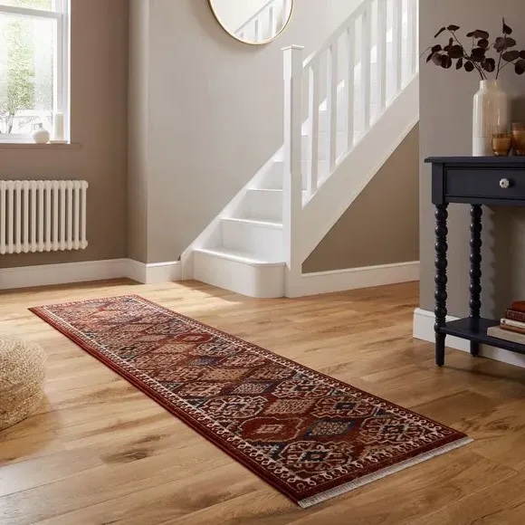 Traditional Runner Rug - Red, Polypropylene