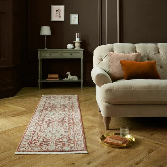 Traditional Runner Rug - Terracotta, Polyester
