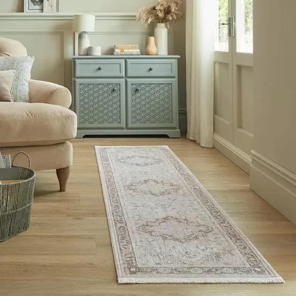 Traditional Runner Rug with Fringe - Natural image