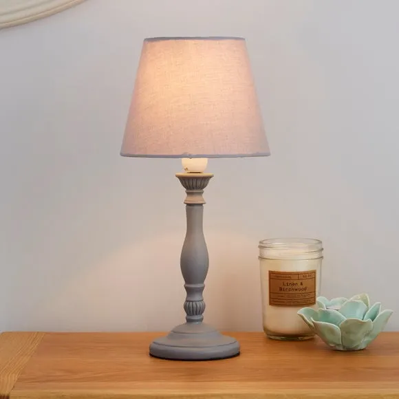 Traditional Table Lamp with Shade - Grey, Fabric image
