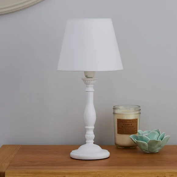 Traditional Table Lamp with Shade - Ivory, Fabric