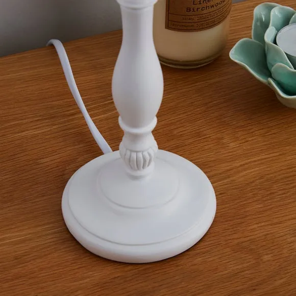 Traditional Table Lamp with Shade - Ivory, Fabric