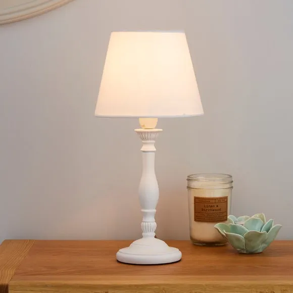 Traditional Table Lamp with Shade - Ivory, Fabric