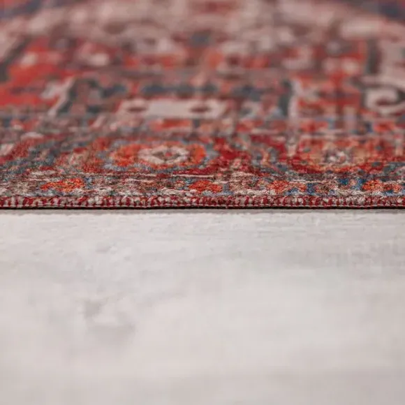 Traditional Textured Runner - Red, Washable