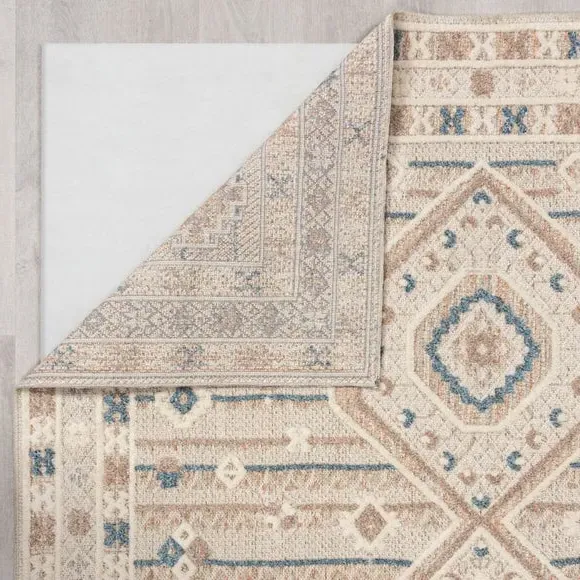 Traditional Washable Rug - Blue Apricot