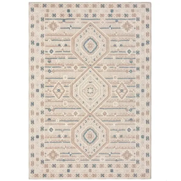 Traditional Washable Rug - Blue Apricot