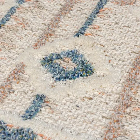 Traditional Washable Rug - Blue Apricot