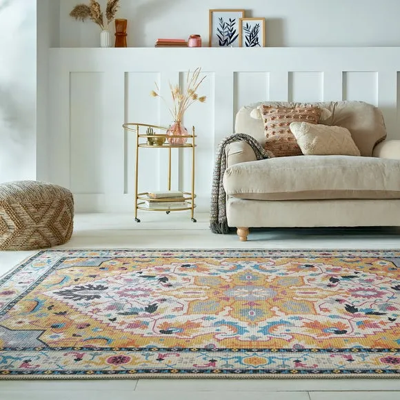 Traditional Washable Rug - Multicoloured, Cotton image