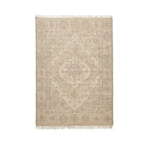 Traditional Wool Rug - Brown, Flat Weave