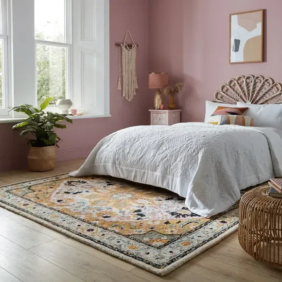Traditional Wool Rug - Yellow, Handtufted image