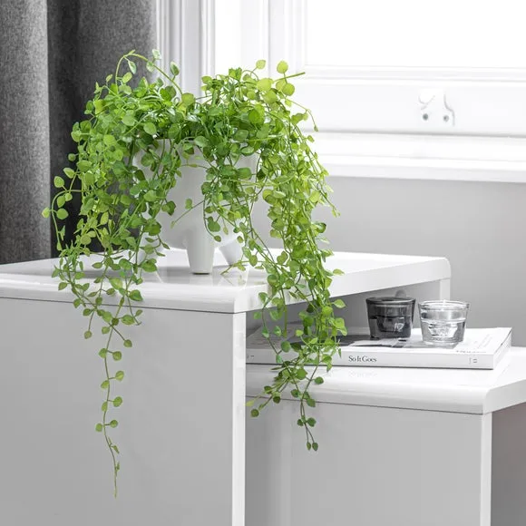Trailing Artificial Plant - Green, White Pot