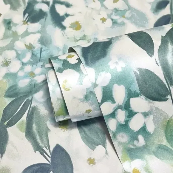 Trailing Leaf Wallpaper - Teal, Matt Finish