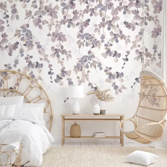 Trailing Leaves Wall Mural - Mauve