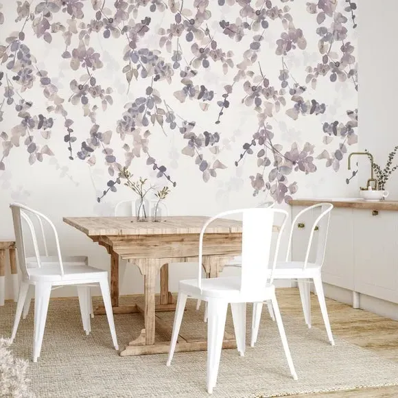 Trailing Leaves Wall Mural - Mauve