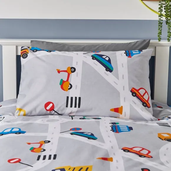 Transport Duvet Cover Set - Grey, Polycotton