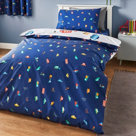 Transport Duvet Cover Set - Grey, Polycotton