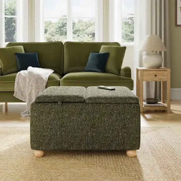 Tray Table Ottoman with Storage - Green, Boucle