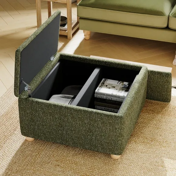 Tray Table Ottoman with Storage - Green, Boucle