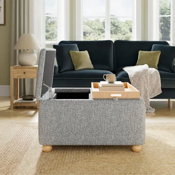 Tray Table Ottoman with Storage - Grey, Fabric