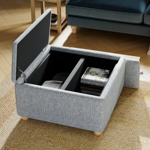 Tray Table Ottoman with Storage - Grey, Fabric