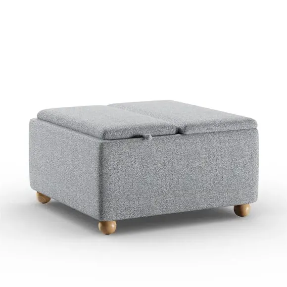 Tray Table Ottoman with Storage - Grey, Fabric