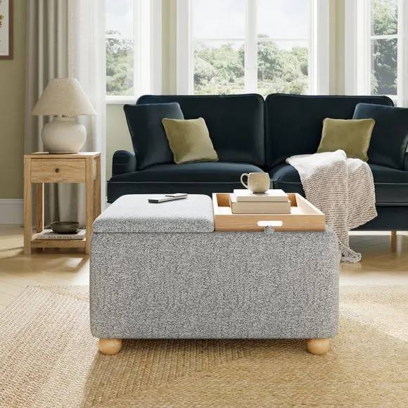 Tray Table Ottoman with Storage - Grey, Fabric image